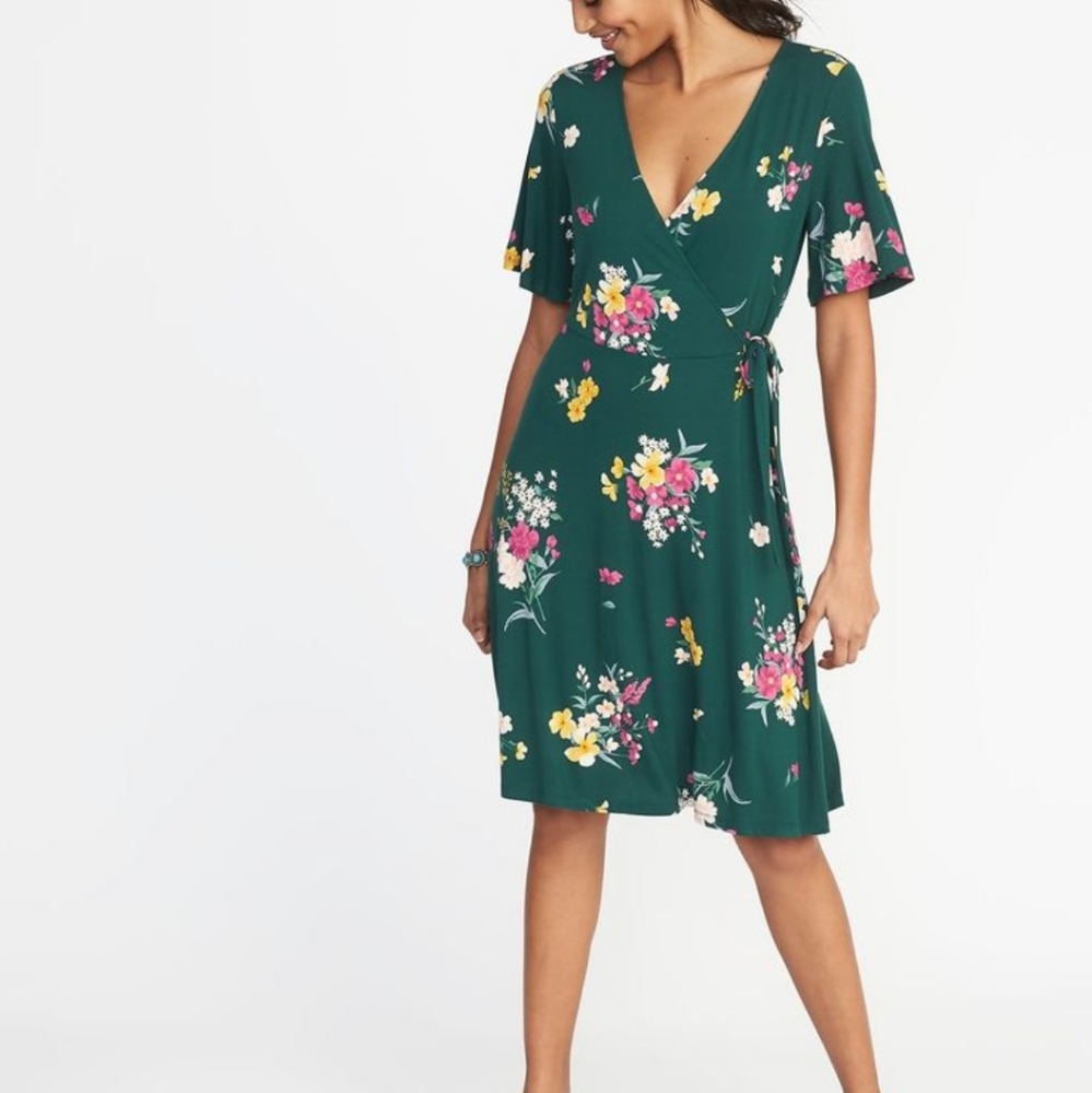 Old Navy floral wrap dress- Large Tall